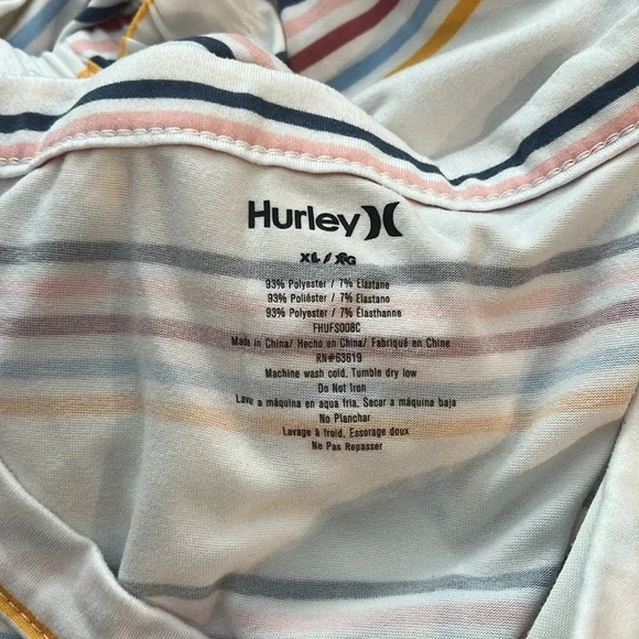 Hurley White Multicolor Striped Pajama Set Sz xl like new condition Bin F - Picture 4 of 5